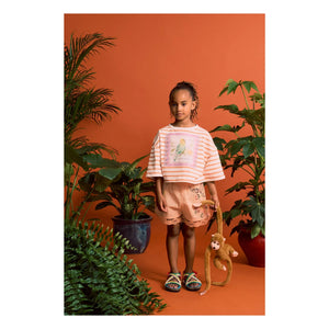 Maison Mangostan – Gestreiftes Crop-T-Shirt | Orange