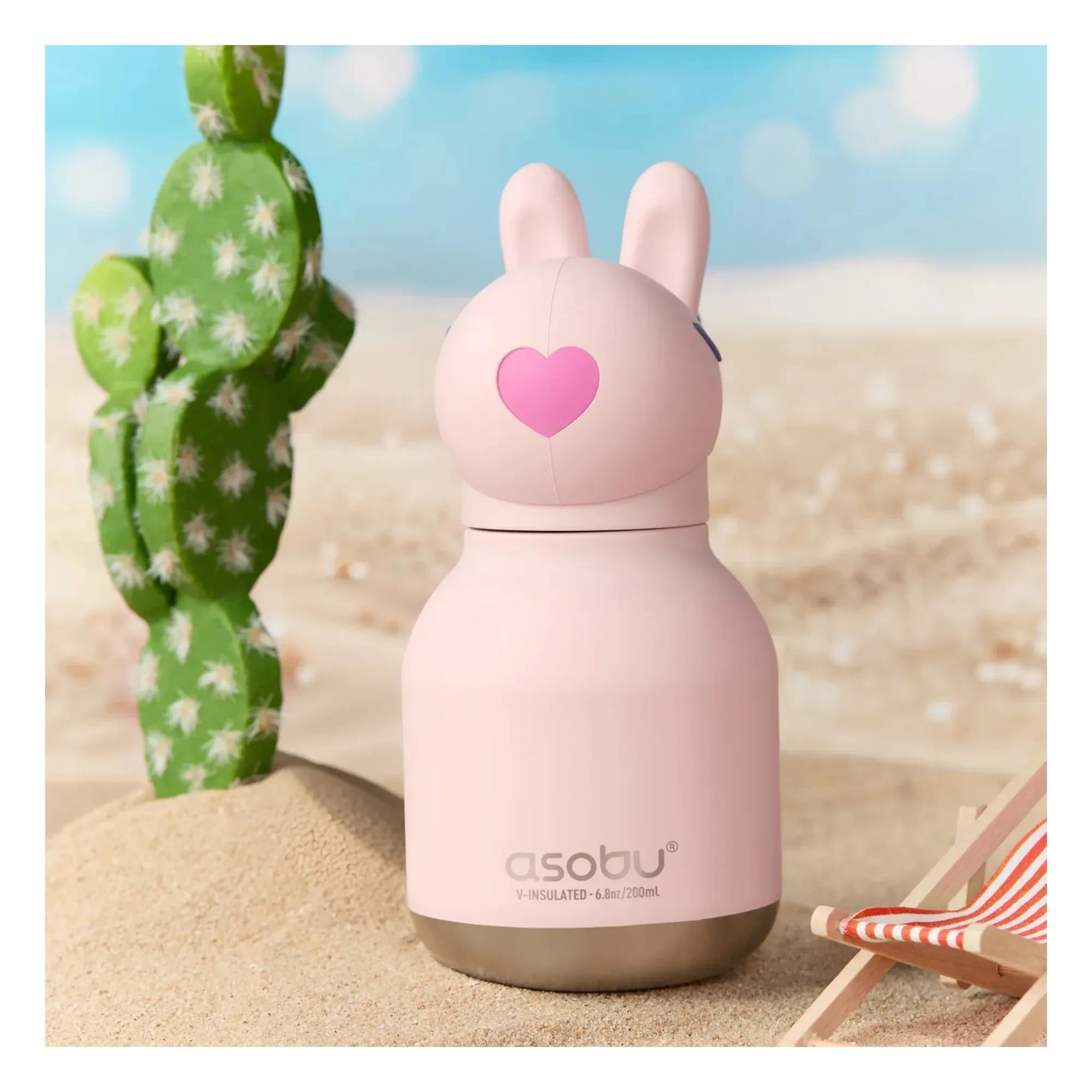 Asobu - Mini-Wasserflasche aus Edelstahl Rabbit | Blassrosa