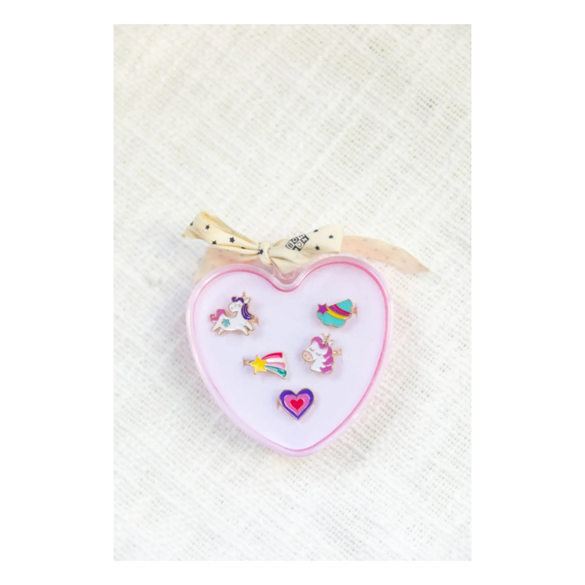 Bonton - 5er Set Herz Ringe | Flieder
