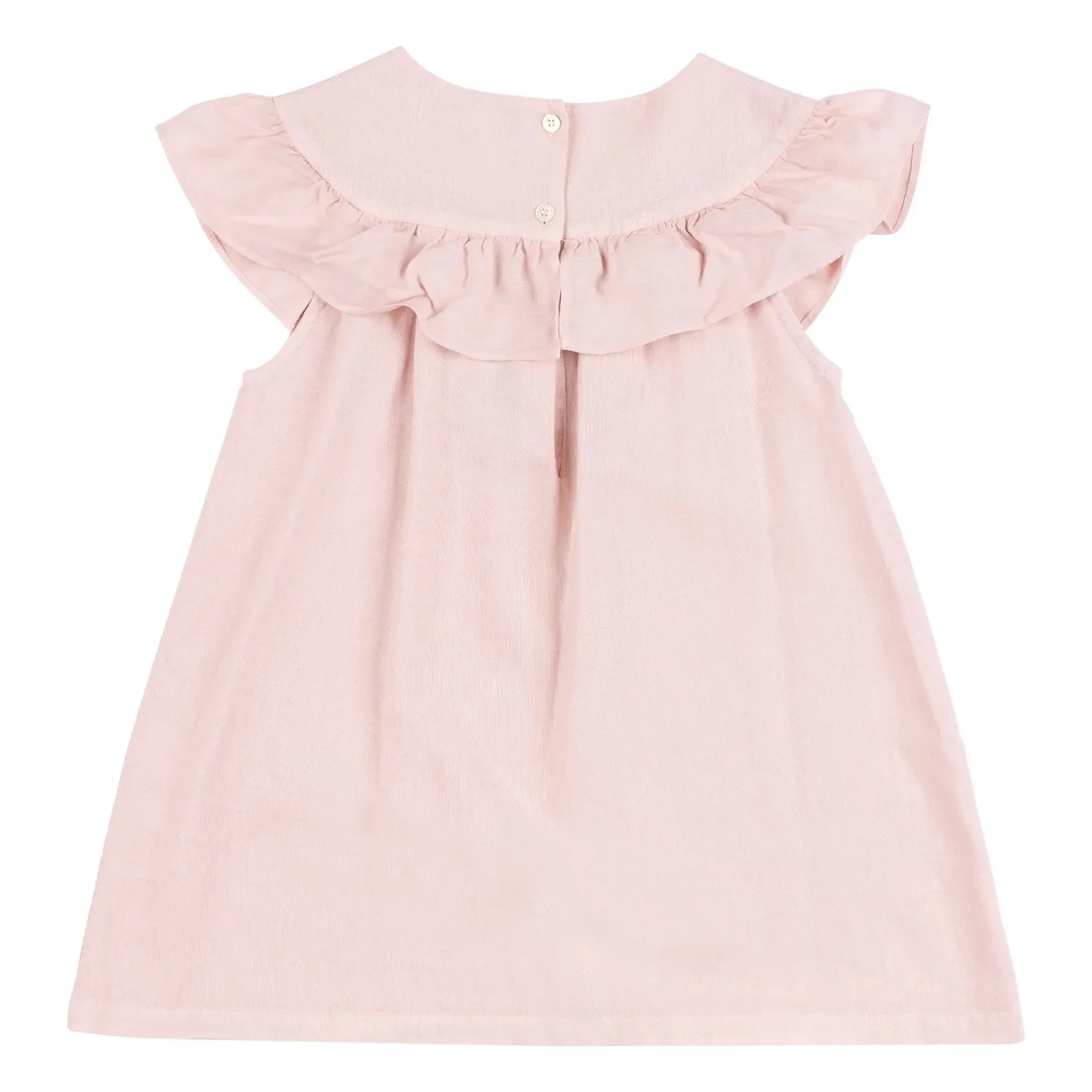 Babe & Tess - Cécile Besticktes Leinenkleid | Puderrosa