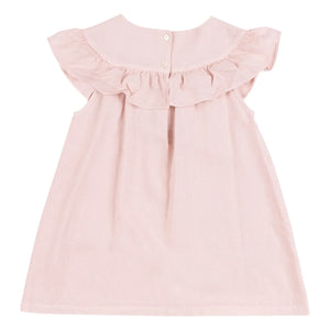 Babe & Tess - Cécile Besticktes Leinenkleid | Puderrosa