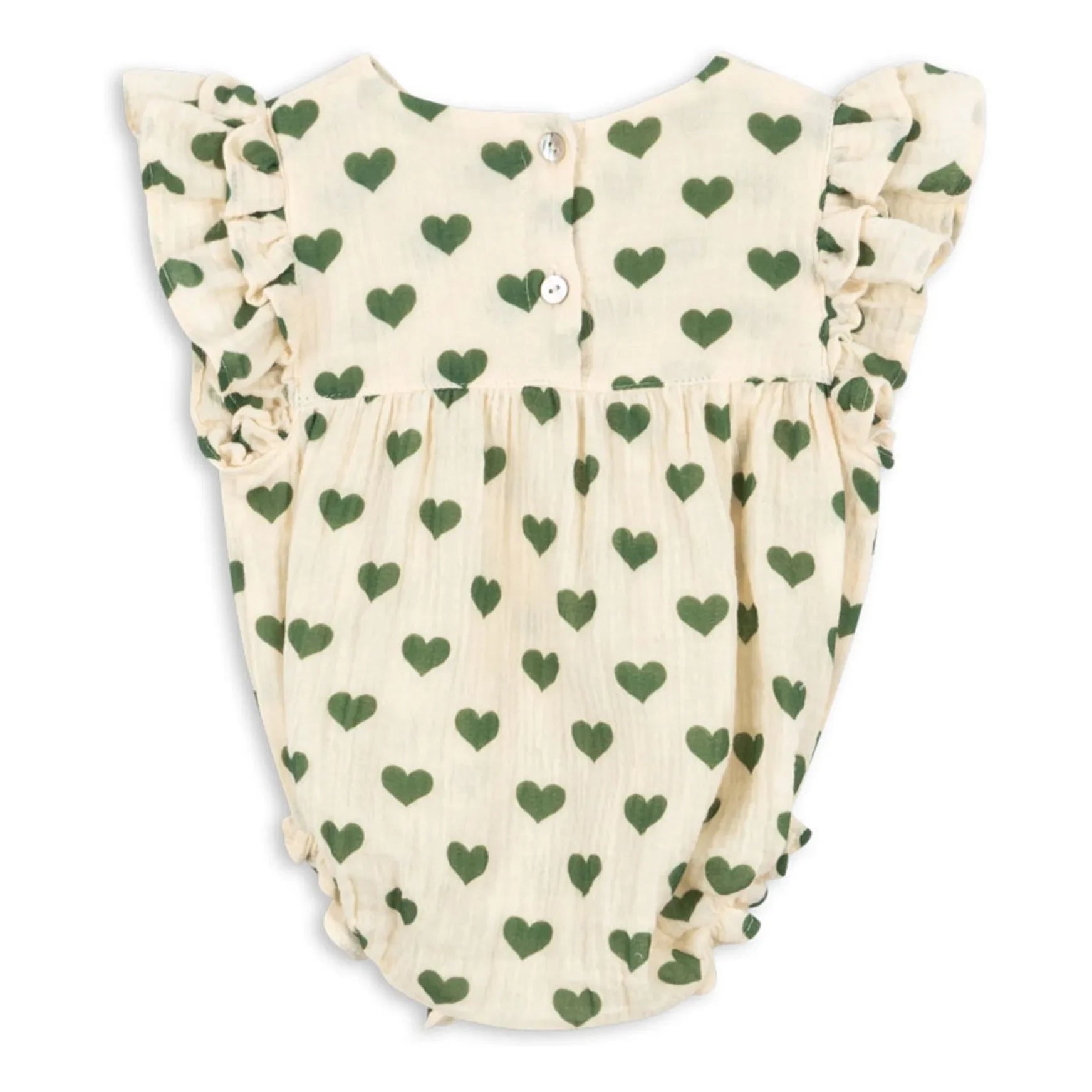 Konges Sløjd - Coco Hearts Organic Cotton Romper | Ecru