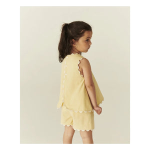 Copenhagen Colors - Organic Cotton, Wavy-Edge Top and Shorts Set | Pale Yellow