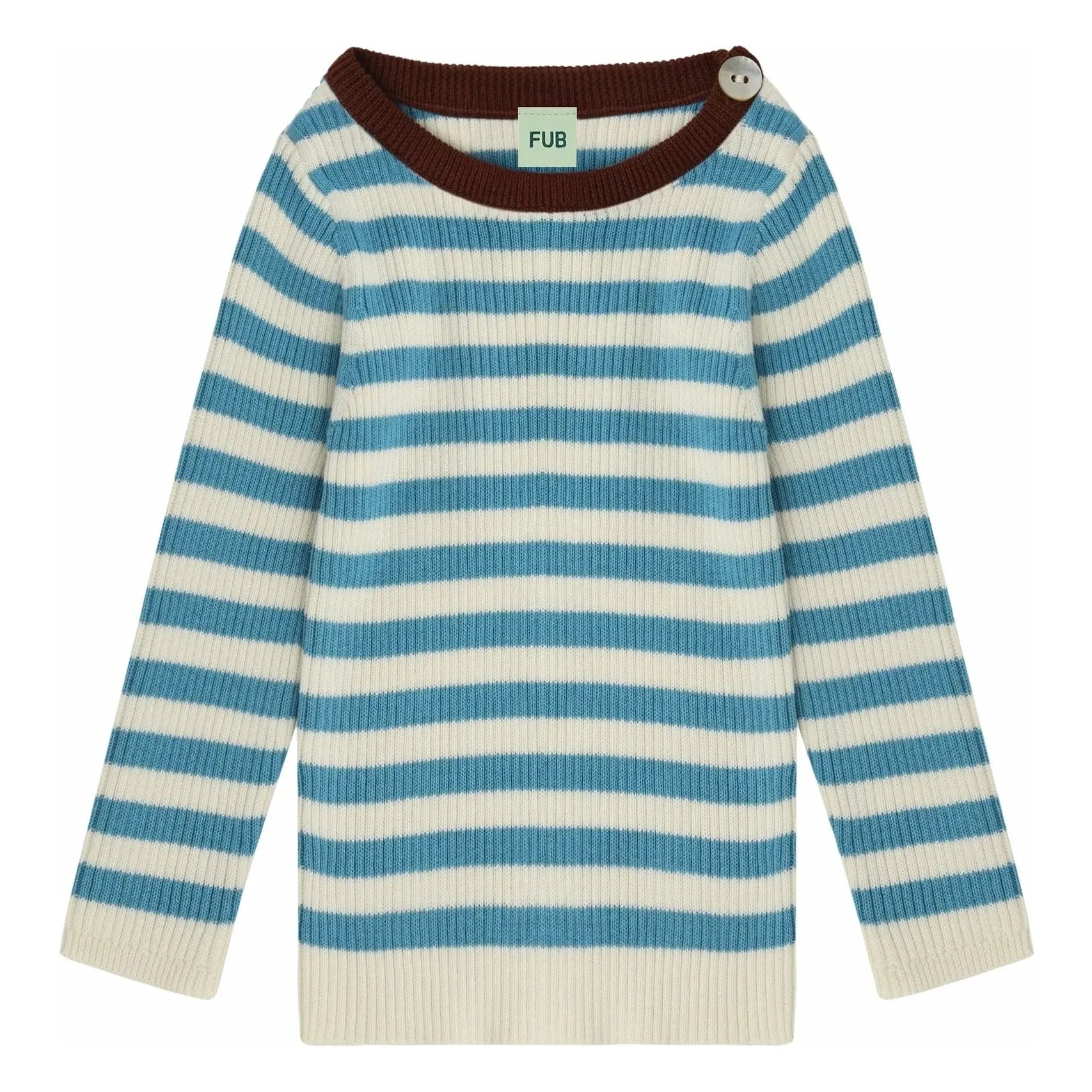 FUB - Gerippter Pullover Fein gestrickt Bio-Baumwolle | Azurblau