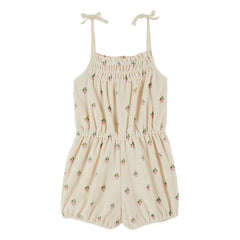 Emile et Ida - Bio-Baumwoll-Frottee-Strampler mit Kirschmuster | Creme
