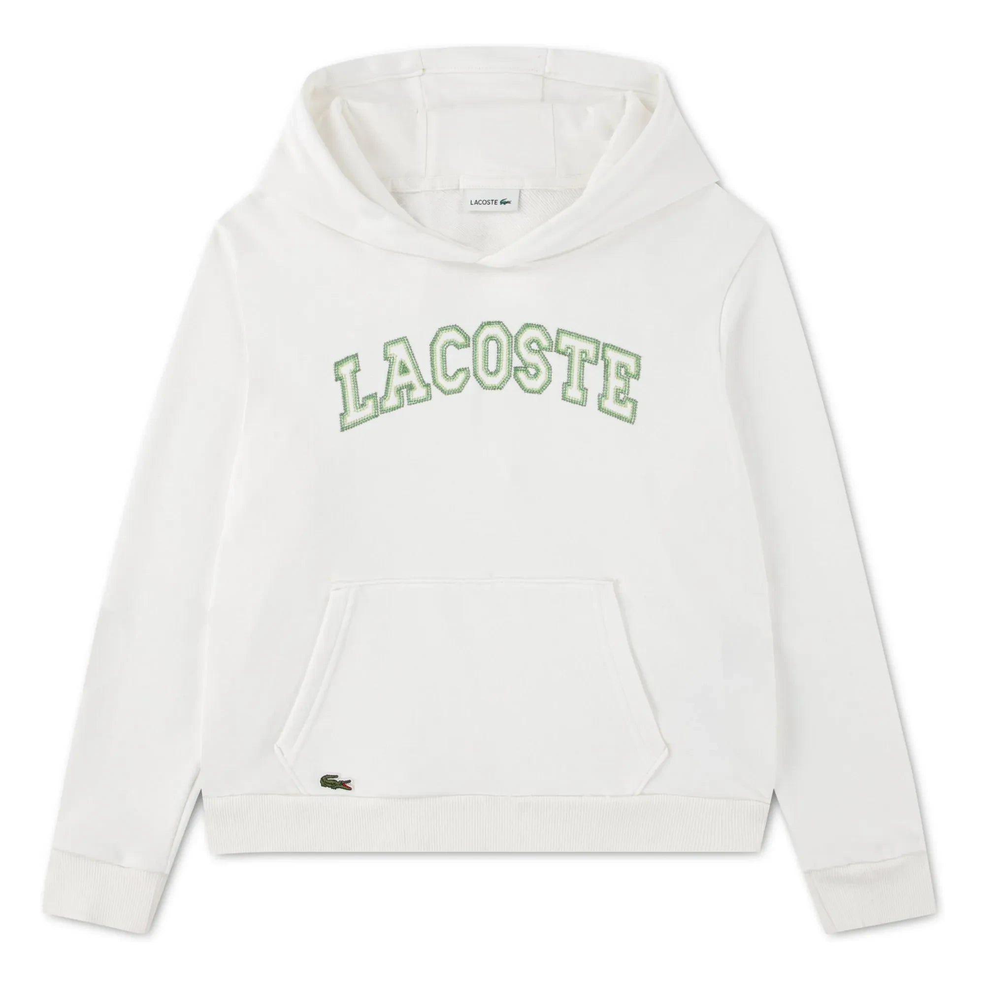Lacoste - Logo nakışlı kapüşonlu sweatshirt Organik pamuk | Beyaz