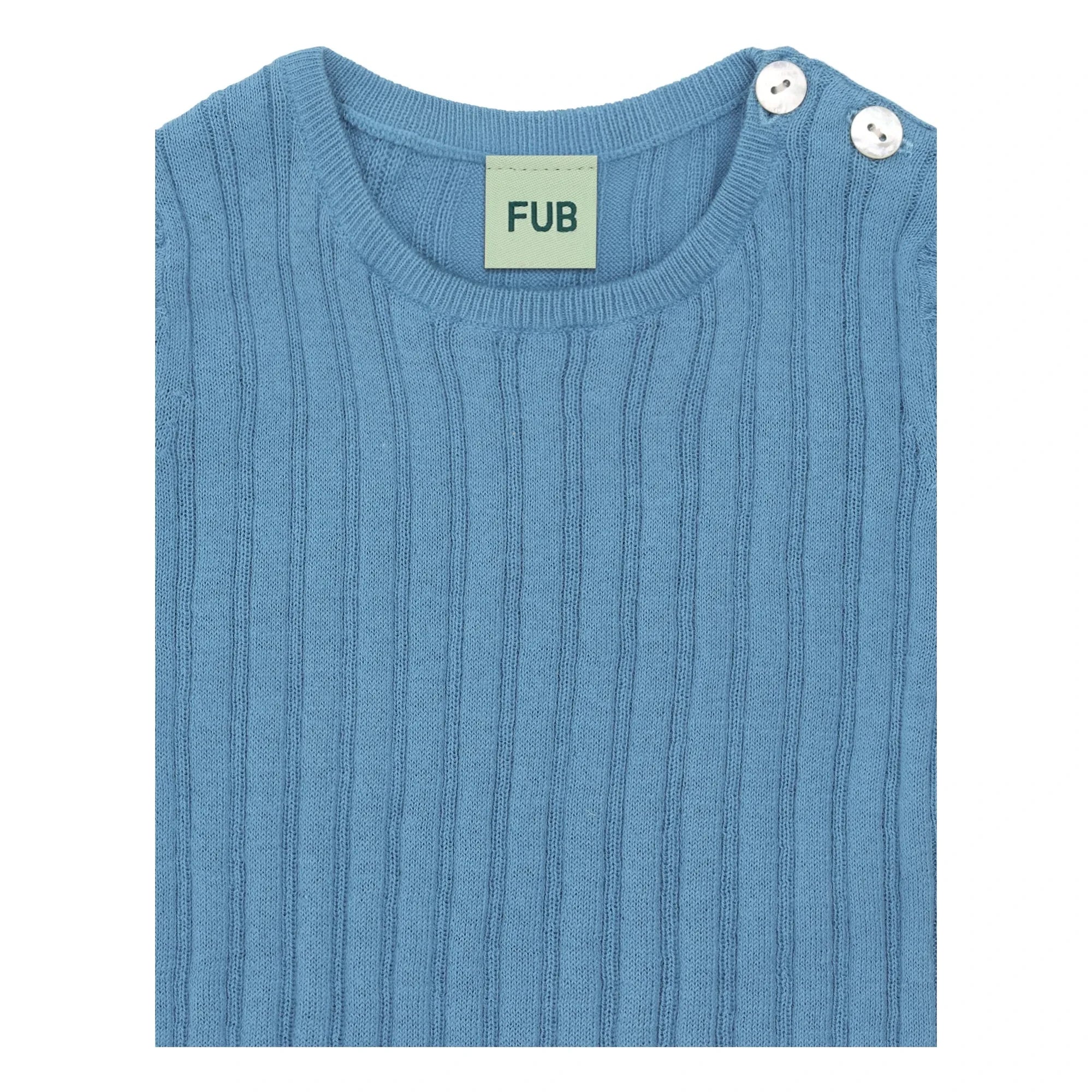 FUB - Body aus Bio-Baumwolle, Feinstrick, Rippenmuster | Azurblau