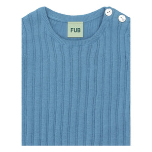 FUB - Body aus Bio-Baumwolle, Feinstrick, Rippenmuster | Azurblau