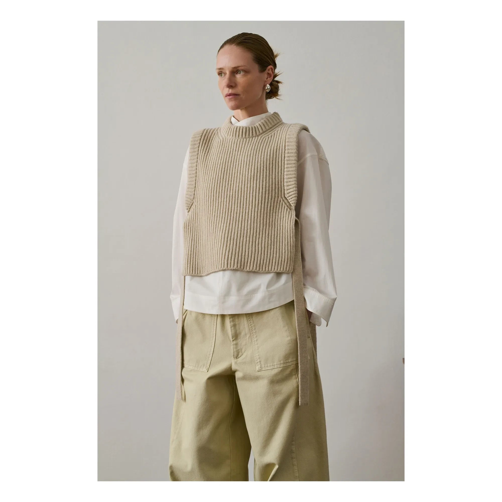 Soeur – Firmus Ärmelloser Pullover aus Merinowolle | Heather White
