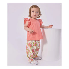 Petit Bateau - Organik Pamuklu Bébé Flower Pantolon | Beyaz