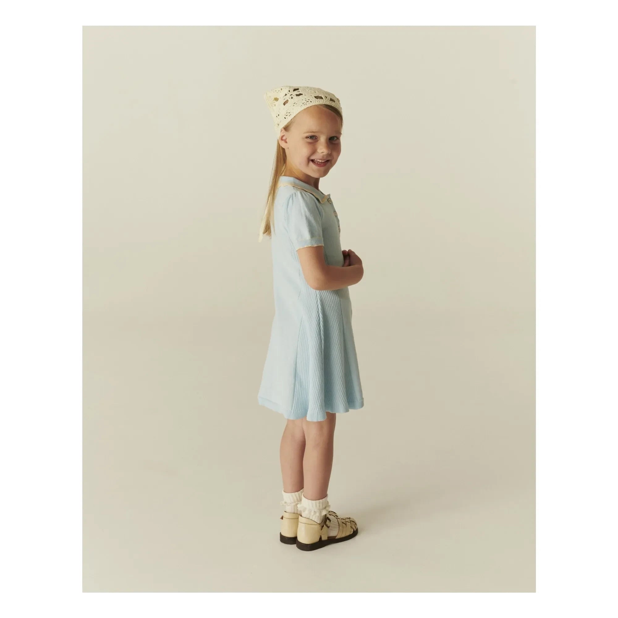 Copenhagen Colors - Organic Cotton Houndstooth Dress | Ice Blue