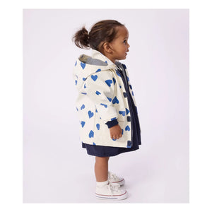 Petit Bateau - Regenmantel Ikonische Herzen Recycelte Fasern Baby | Elfenbein