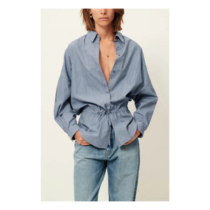 Sessùn - Santalin gestreifte Baumwollbluse | Blau