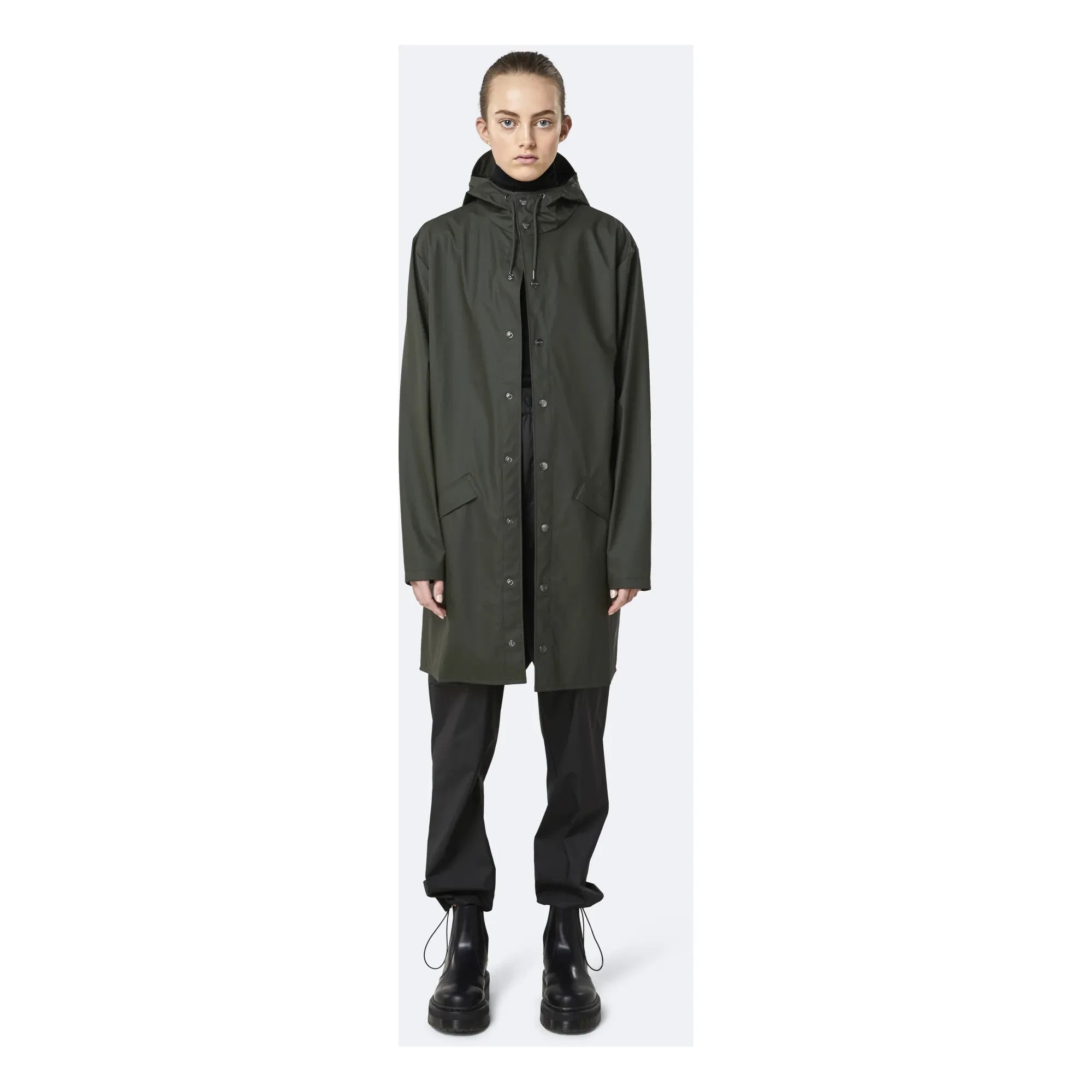 Rains - Unisex Uzun Su Geçirmez Mumlu Kaban | Yeşil