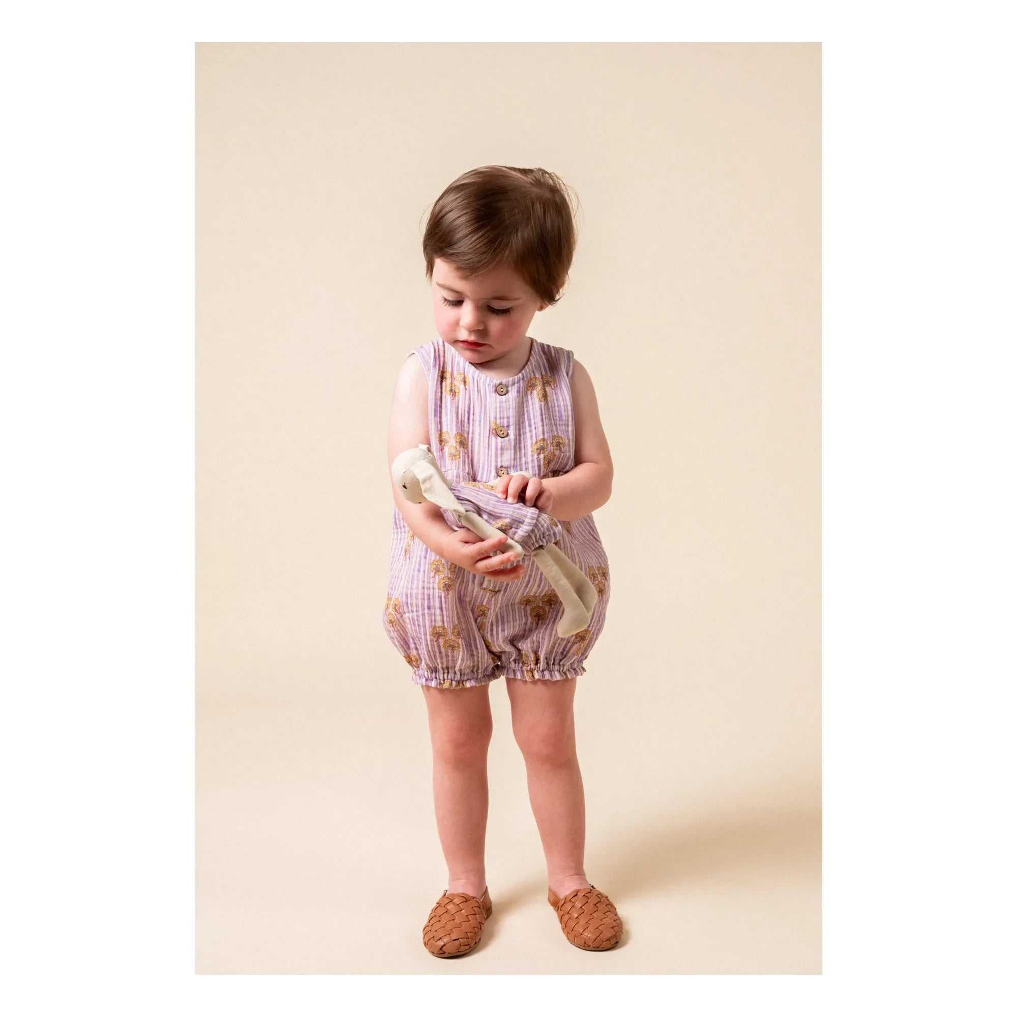 birinit - Striped Organic Cotton Cinca jumpsuit | Mauve
