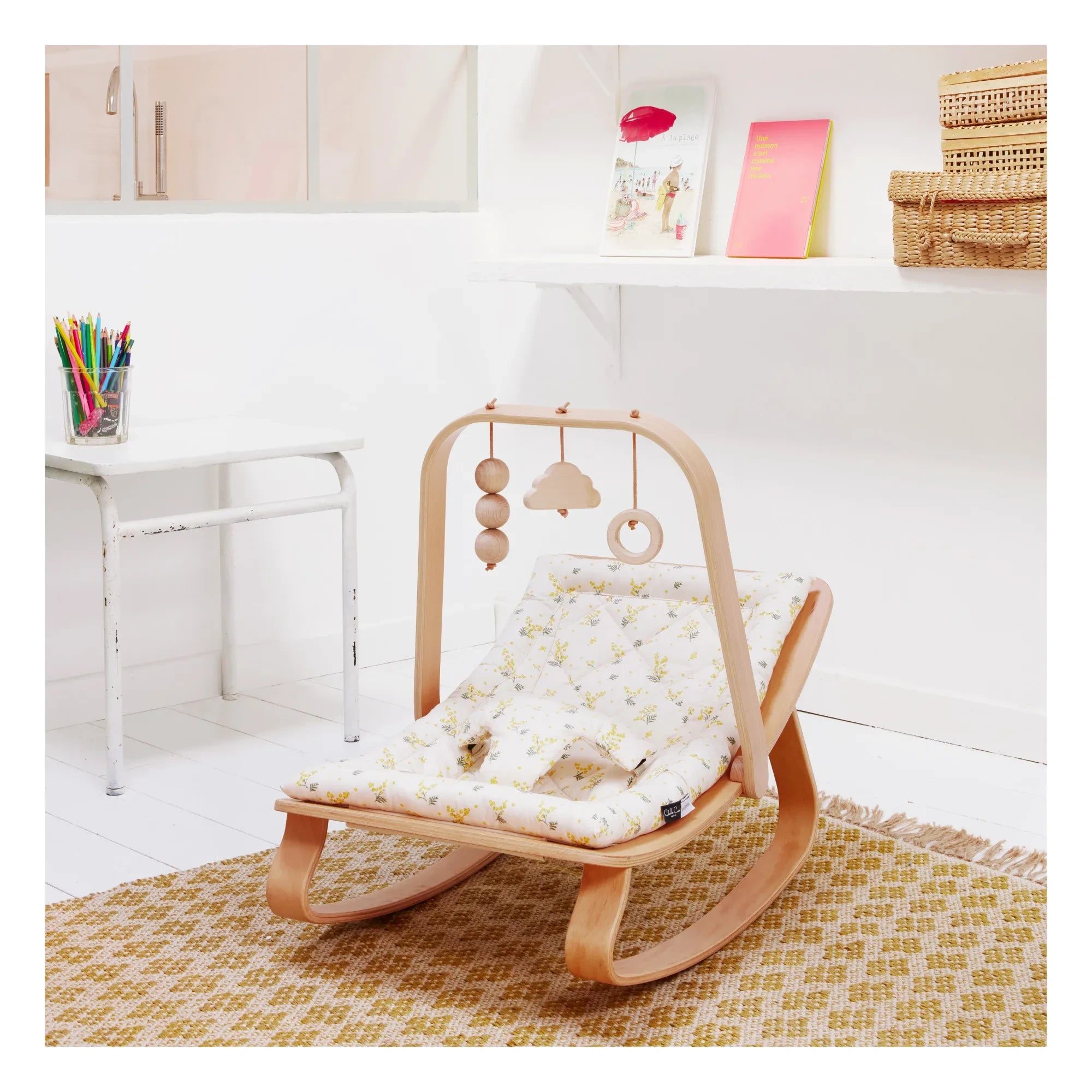 Charlie Crane - Levo Baby Rocking Chair with Toy Activity Bar | Maple