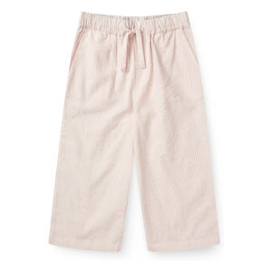Copenhagen Colors - Organic Cotton Seersucker Striped Lace-Up Trousers | Pale Pink
