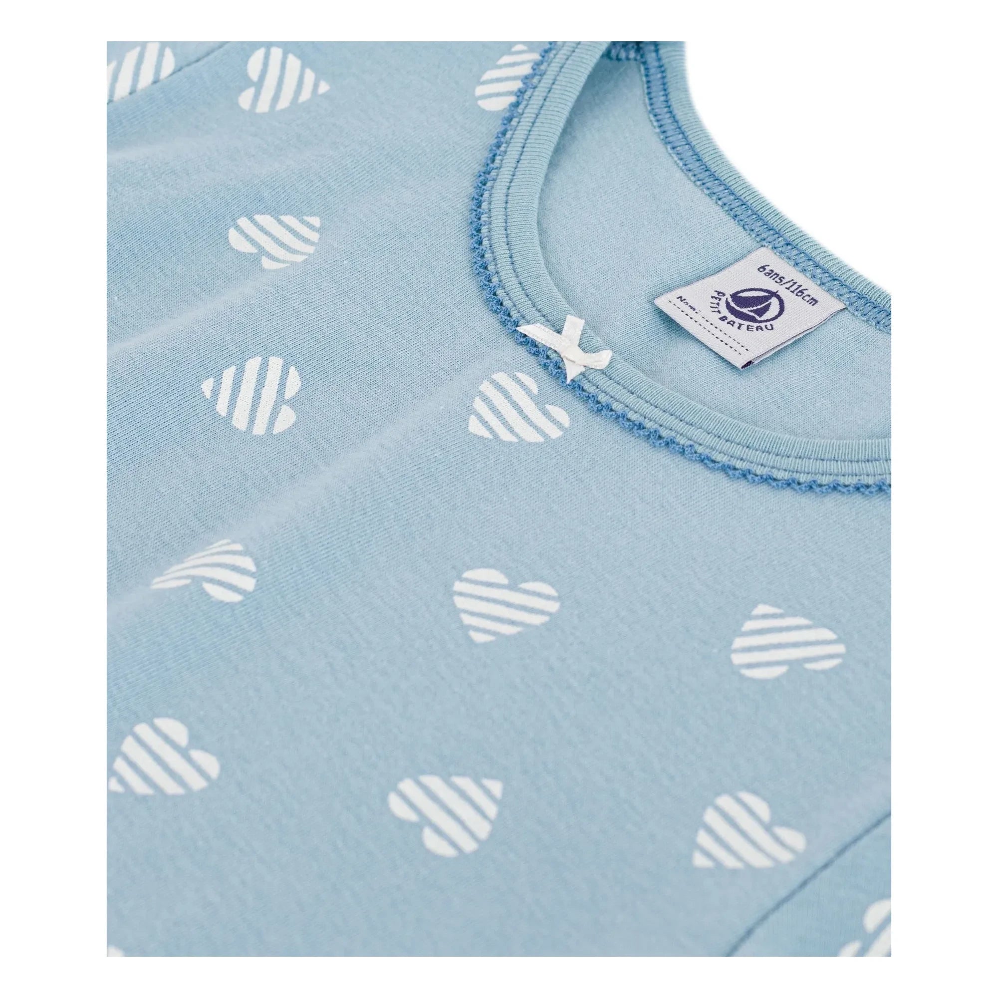 Petit Bateau - Gestreifte Herzen Nachthemd | Grau-Blau