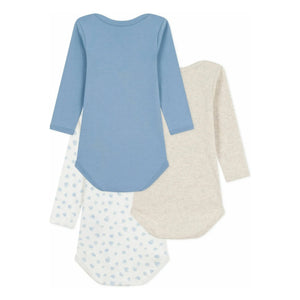 Petit Bateau - 3-piece Organic Cotton Heart Bodysuit Set | Blue