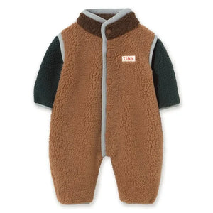 Tinycottons – Sherpa-Pilotenjacke mit Farbblock-Design | Braun