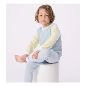 Petit Bateau – Schlafanzug mit gestreiften Blockfarben aus Milleraies-Material | Grün