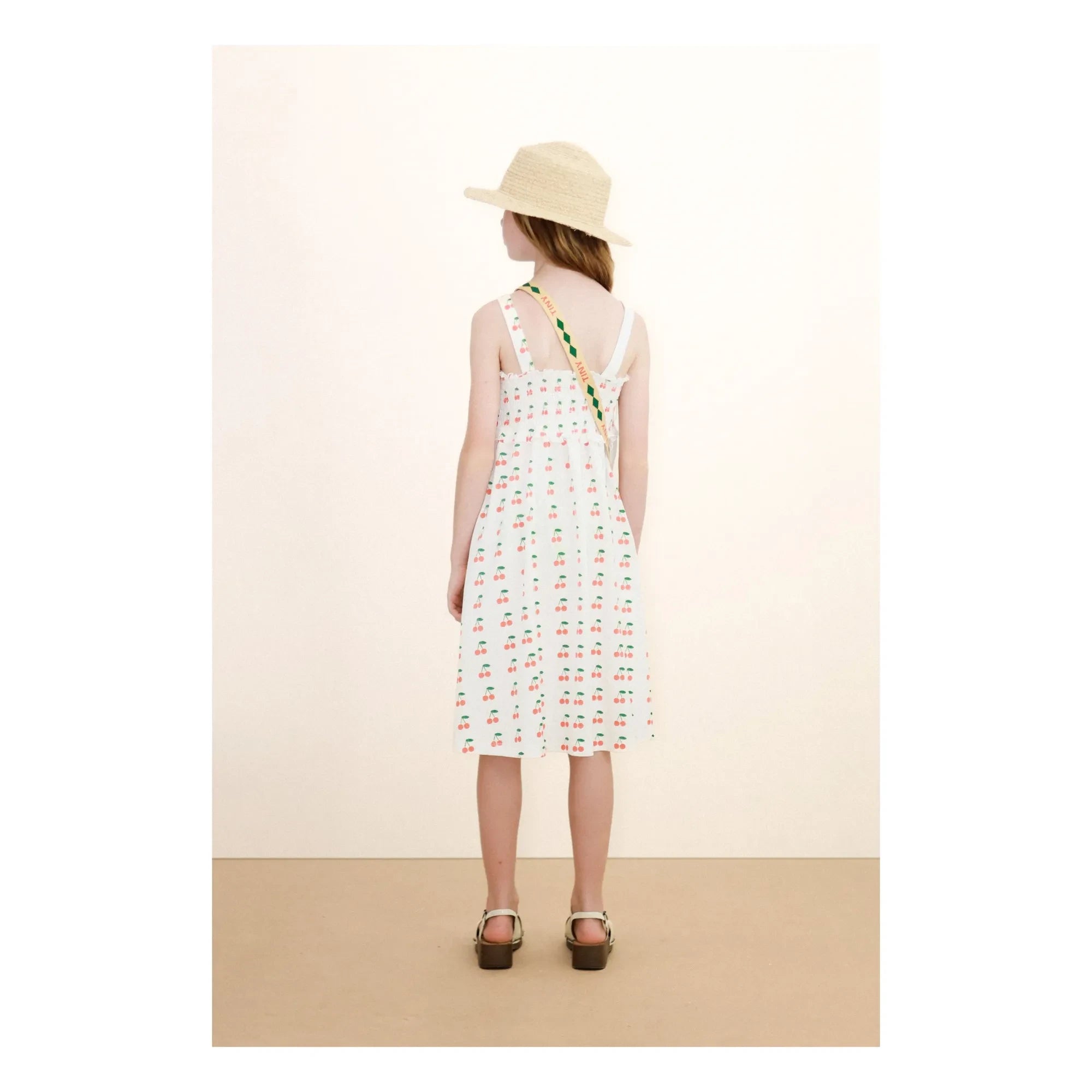 Tinycottons - Cerises Organik Pamuk Tank Elbise | Beyaz
