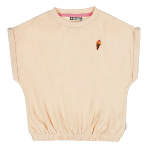 Tumble N'Dry – Kurzer Blumenstrauß T-Shirt aus Bio-Baumwolle | Pfirsich
