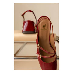 Bobbies - Becca Rugan Leder Mary Jane Schuhe | Kirschrot