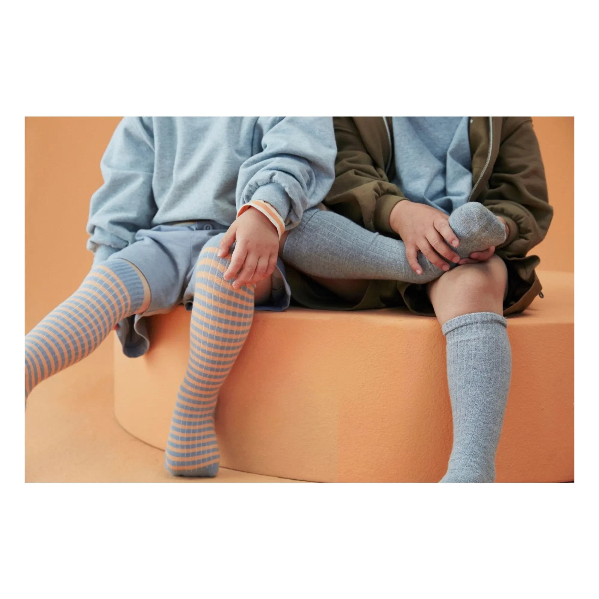 Gray Label - Çizgili Organik Pamuklu Soket Çorap | Kayısı