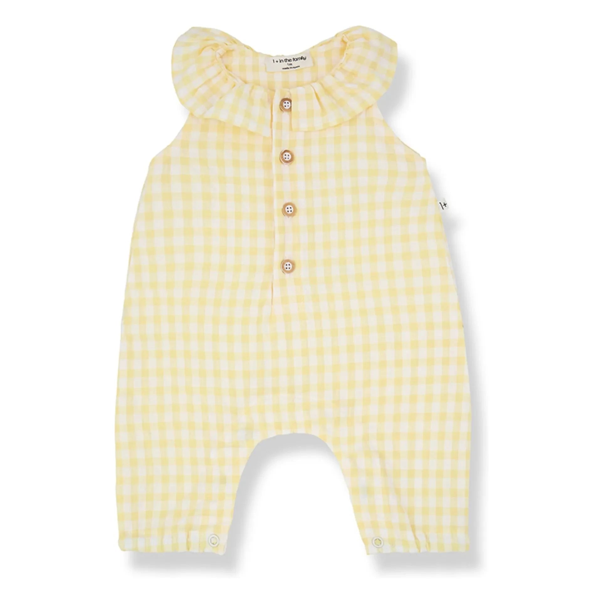 1+ in the family - Egina Vichy Seersucker Overall | Hellgelb
