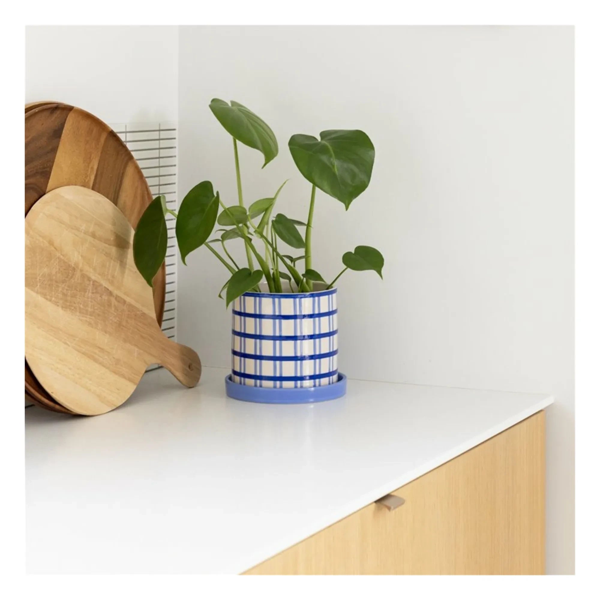 &Klevering - Clash Grid Blumentopf | Blau