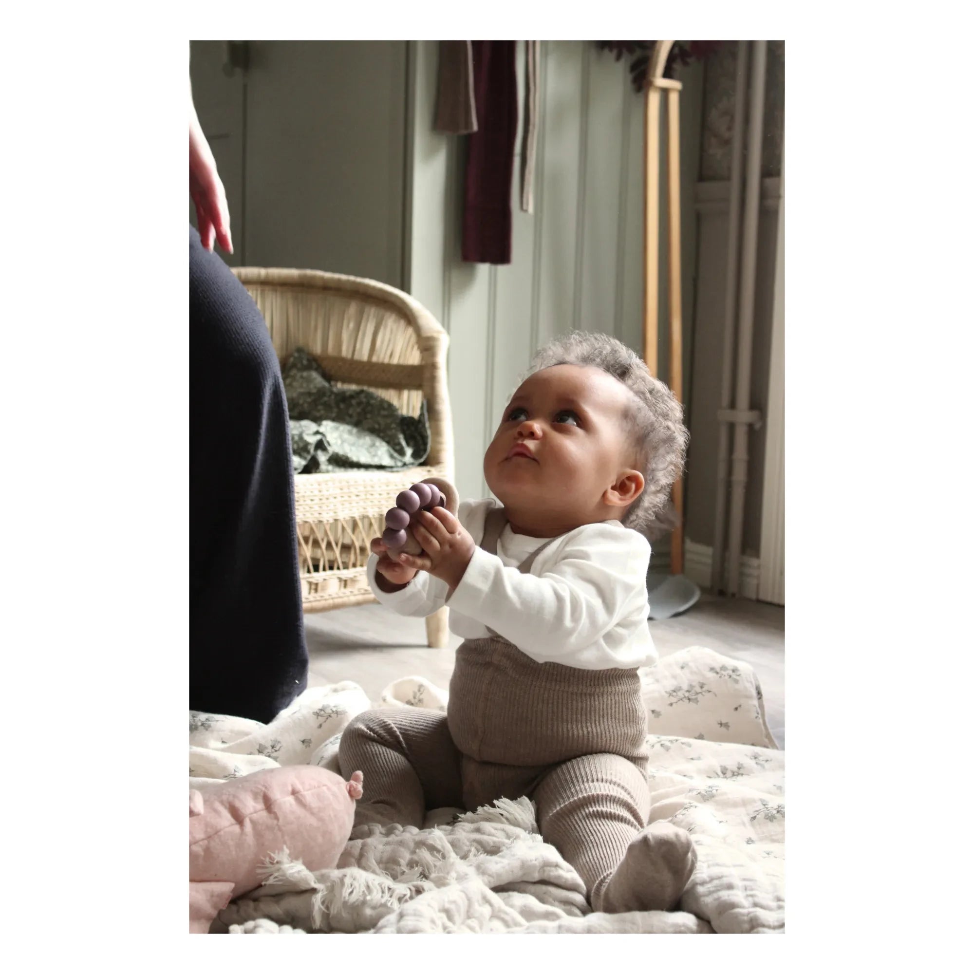 Silly Silas - Organic Cotton Striped Suspender Tights | Beige