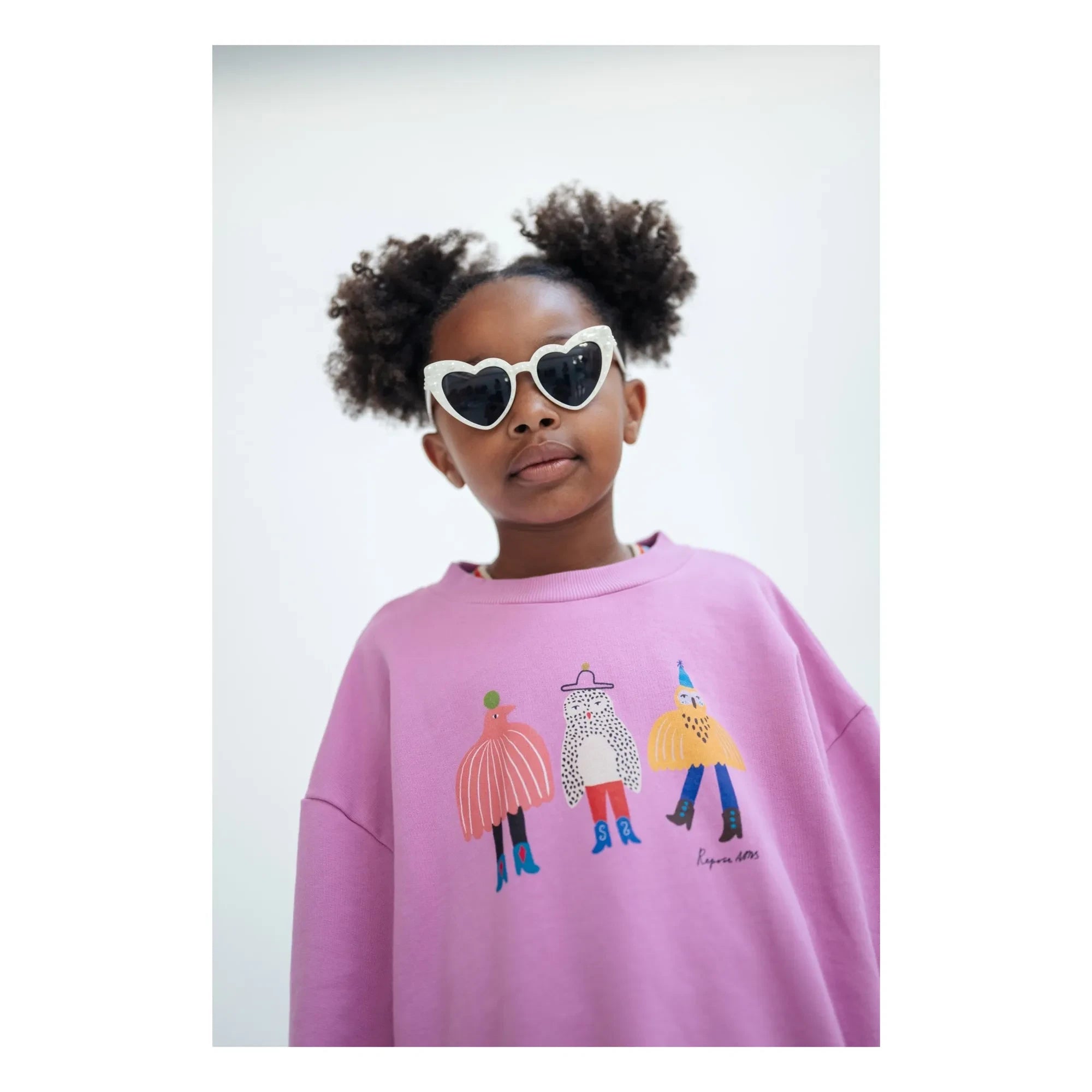 Repose AMS - Oversized Sweat Cozydrop Oiseaux Organik Pamuk | Pembe