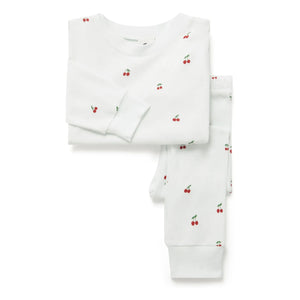 Sleepy Doe - Organik pamuklu kiraz desenli pijama | Beyaz