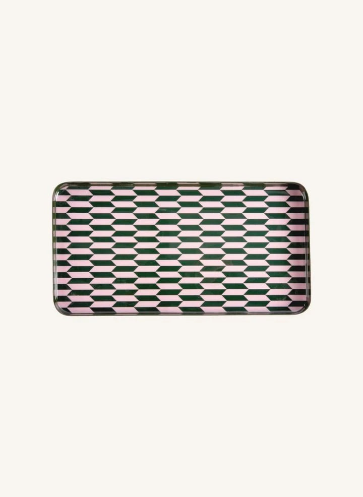 Present Time - Salerno Patterned Metal Tray | Forest Green