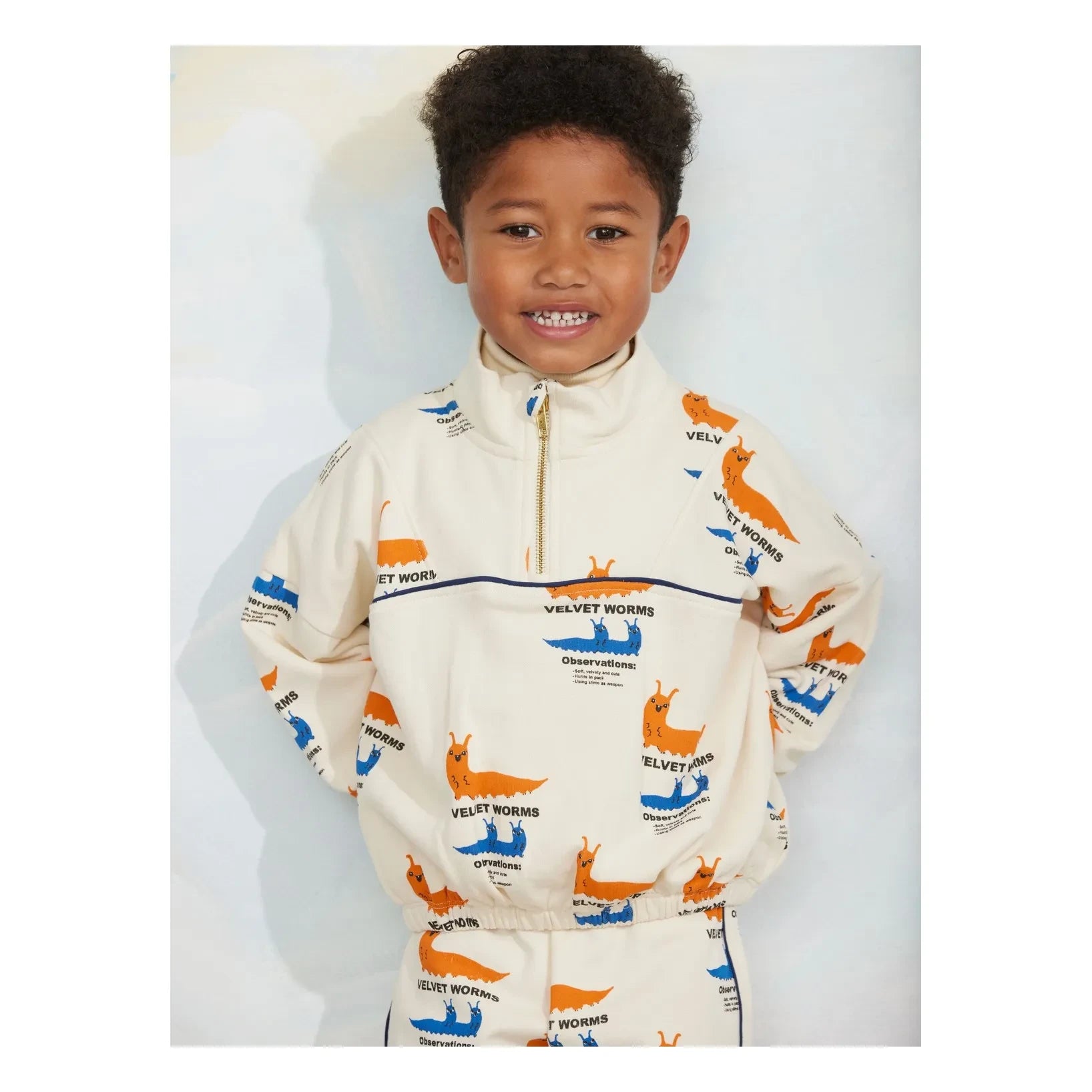 Mini Rodini - Half-Zip Sweatshirt Organic Cotton | Ecru