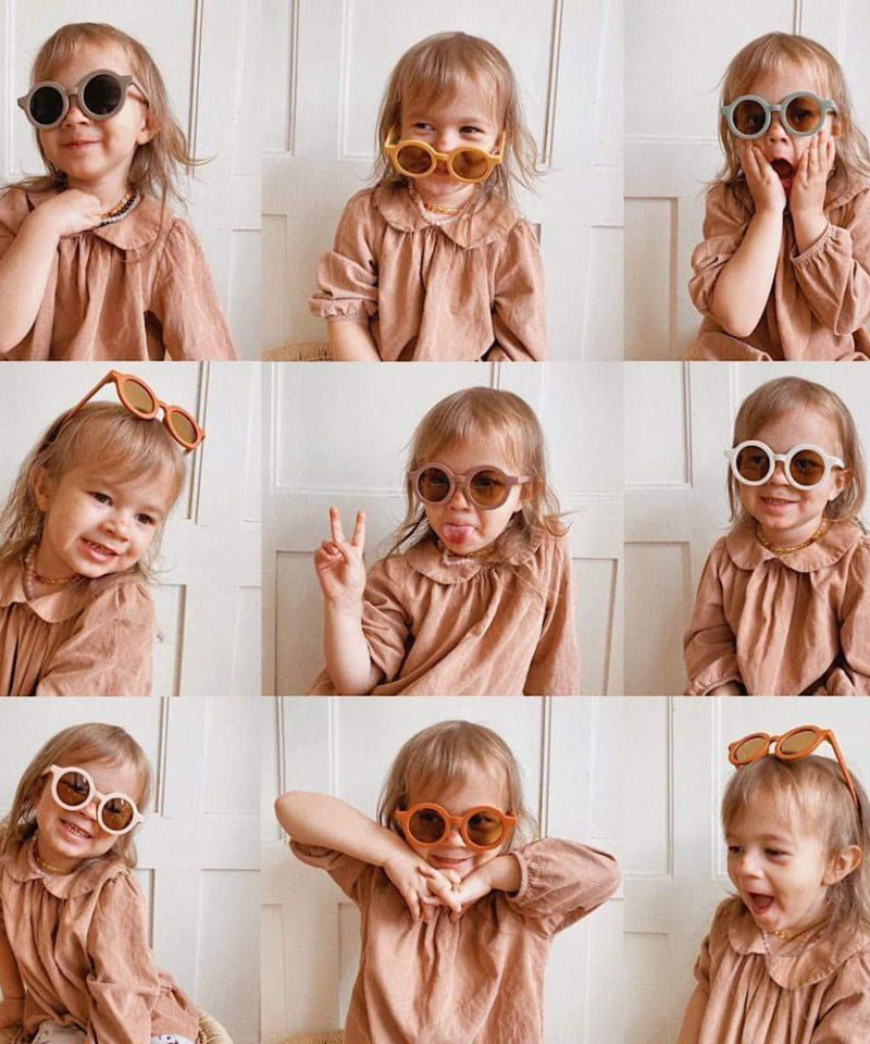 Dinossi - Sürdürülebilir Çocuk Güneş Gözlüğü Yuvarlak Model - Kahverengi-Dinossi