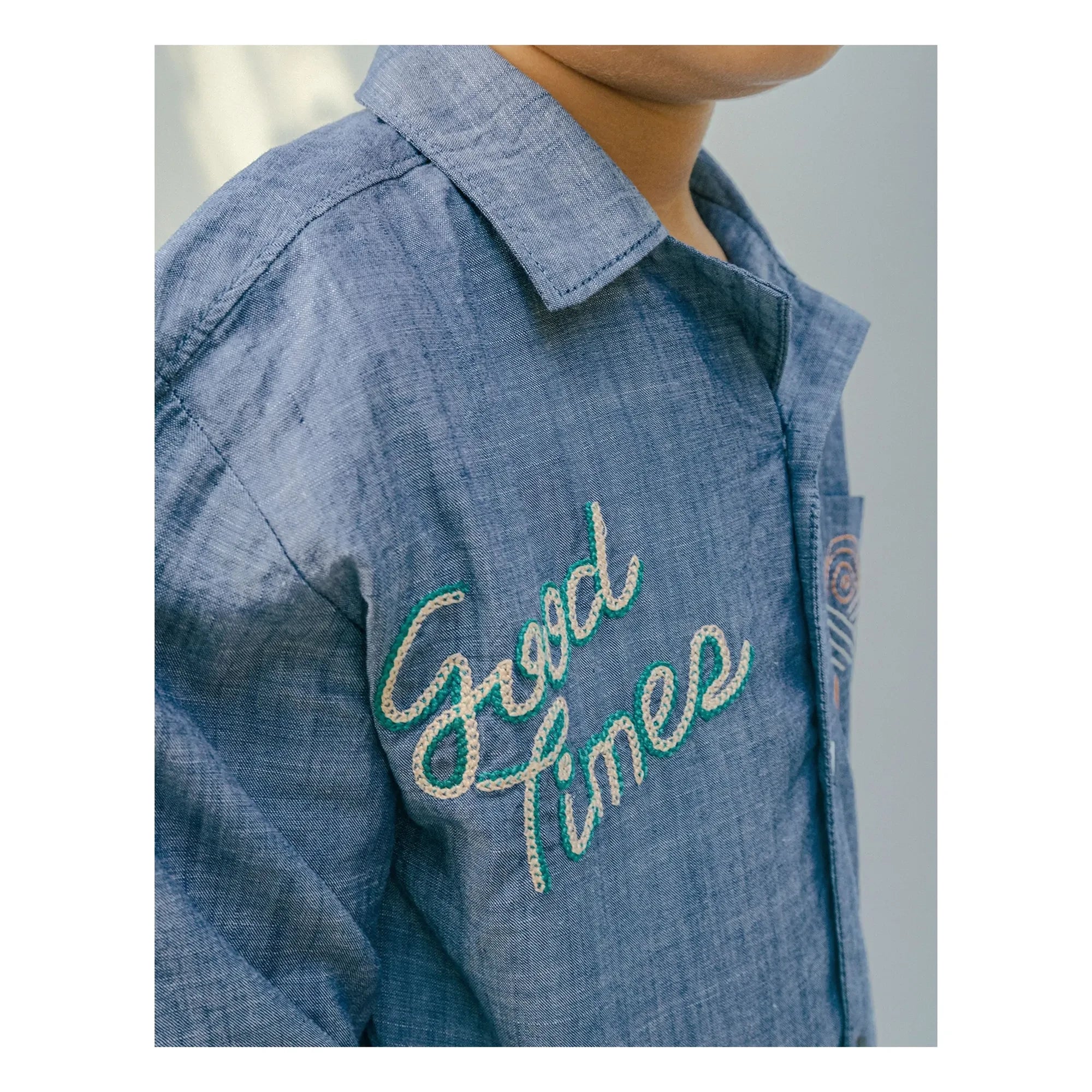 Gingersnaps - Lewis besticktes Chambray-Hemd | Blau