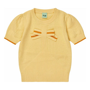 FUB - Organic Cotton Fine Knit T-Shirt with Drawstring Detail | Pale Yellow