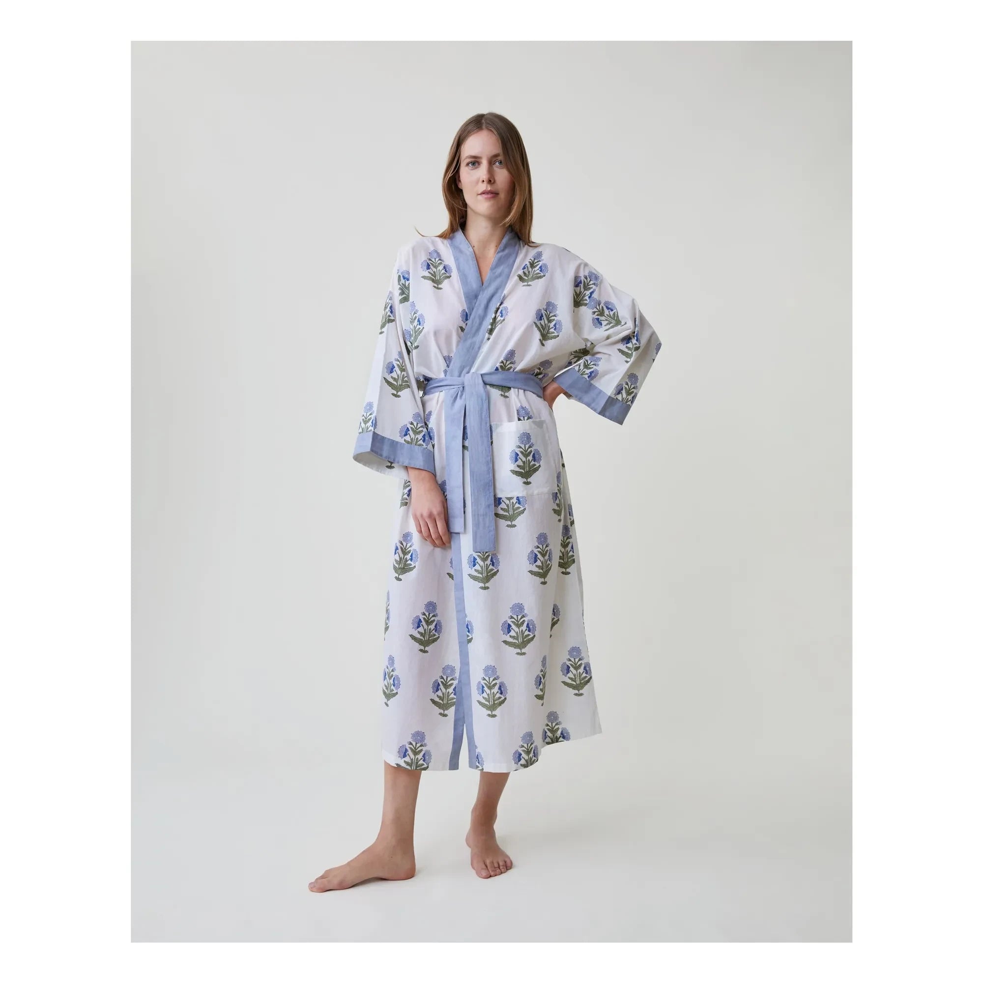 Scarlette Ateliers - Clark Poppy Desenli Kimono | Beyaz