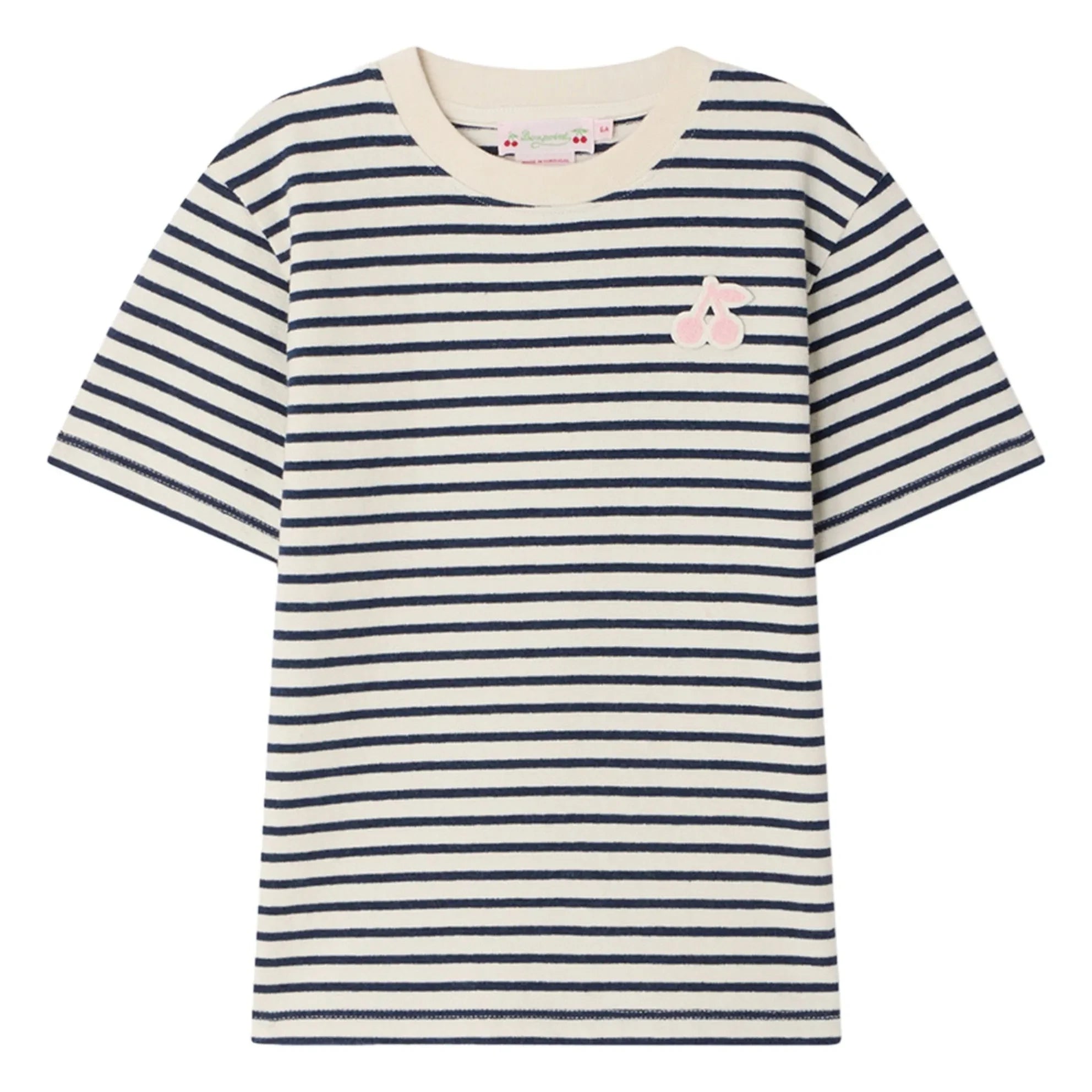 Bonpoint - Çizgili Lila T-shirt | Ekru
