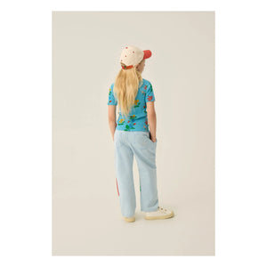 The Campamento - Ribbed T-Shirt Flowers | Azure blue