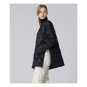 Taion - Unisex Uzun Askeri Kapitone Mont | Siyah