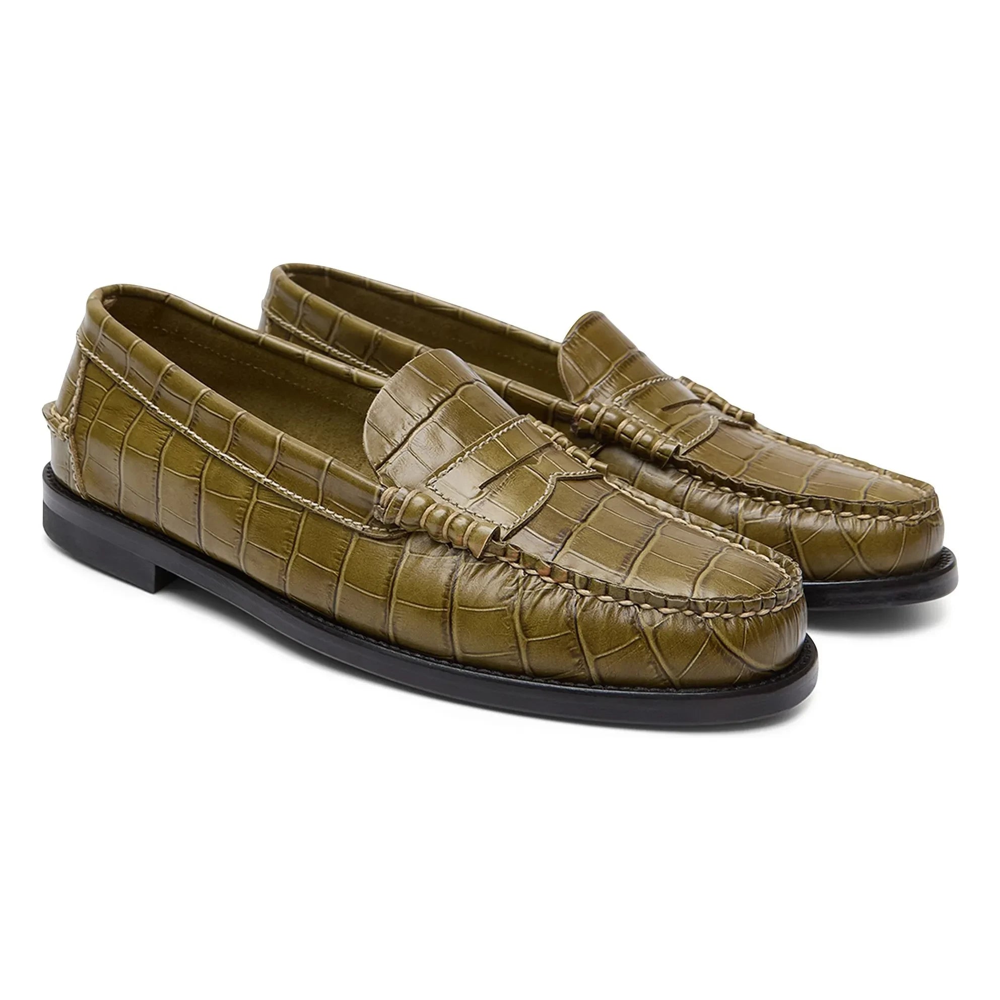 Augusta - Zoe Kroko Desenli Loafer | Zeytin yeşili