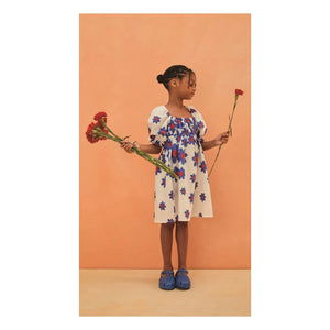 Fabula - Ballonärmeliges Blumen-Midikleid | Weiß