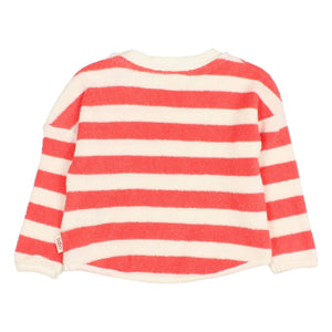Búho - Çizgili organik pamuklu bebek sweatshirt | Kırmızı