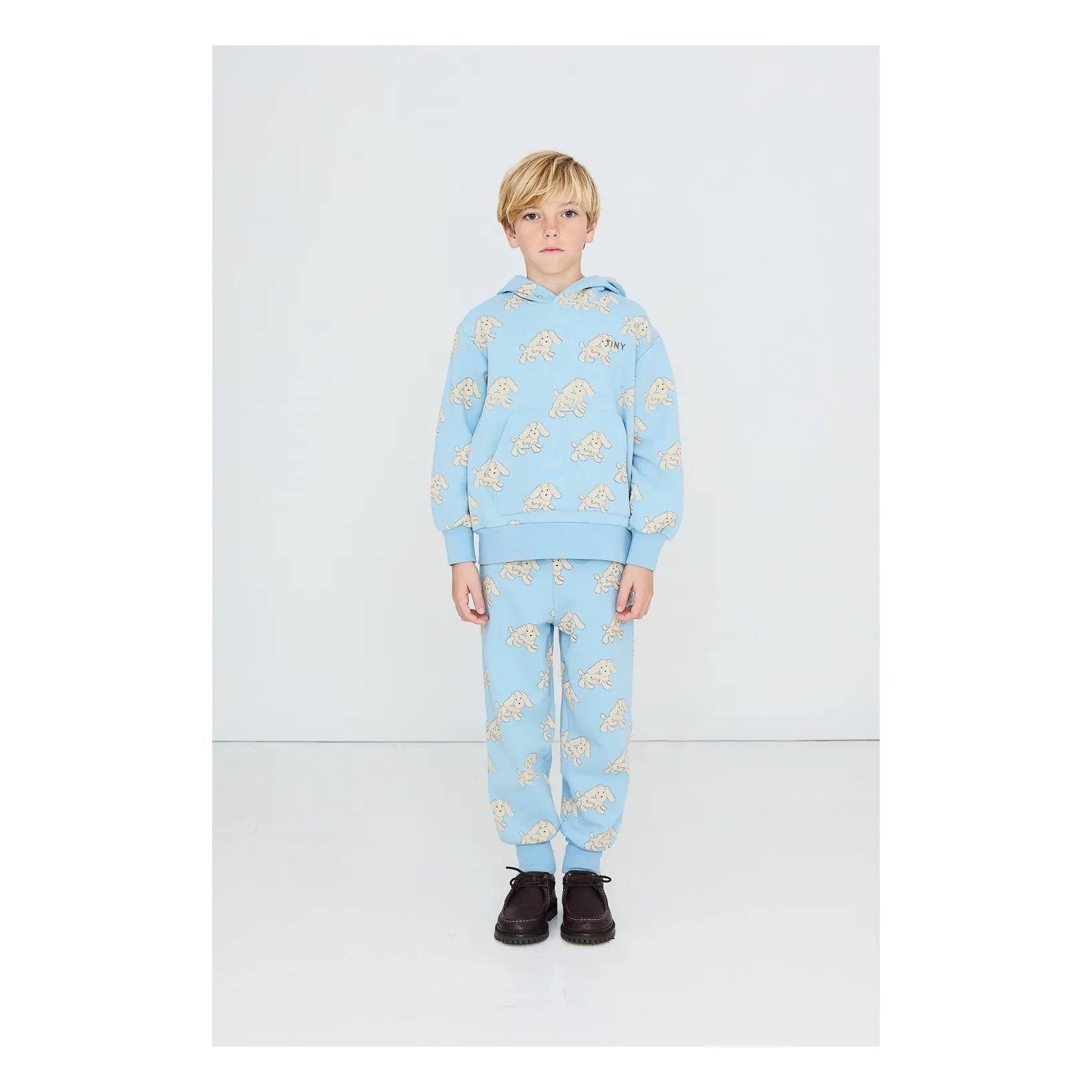 Tinycottons - Organic Cotton Dog Print Hooded Sweatshirt | Light Blue