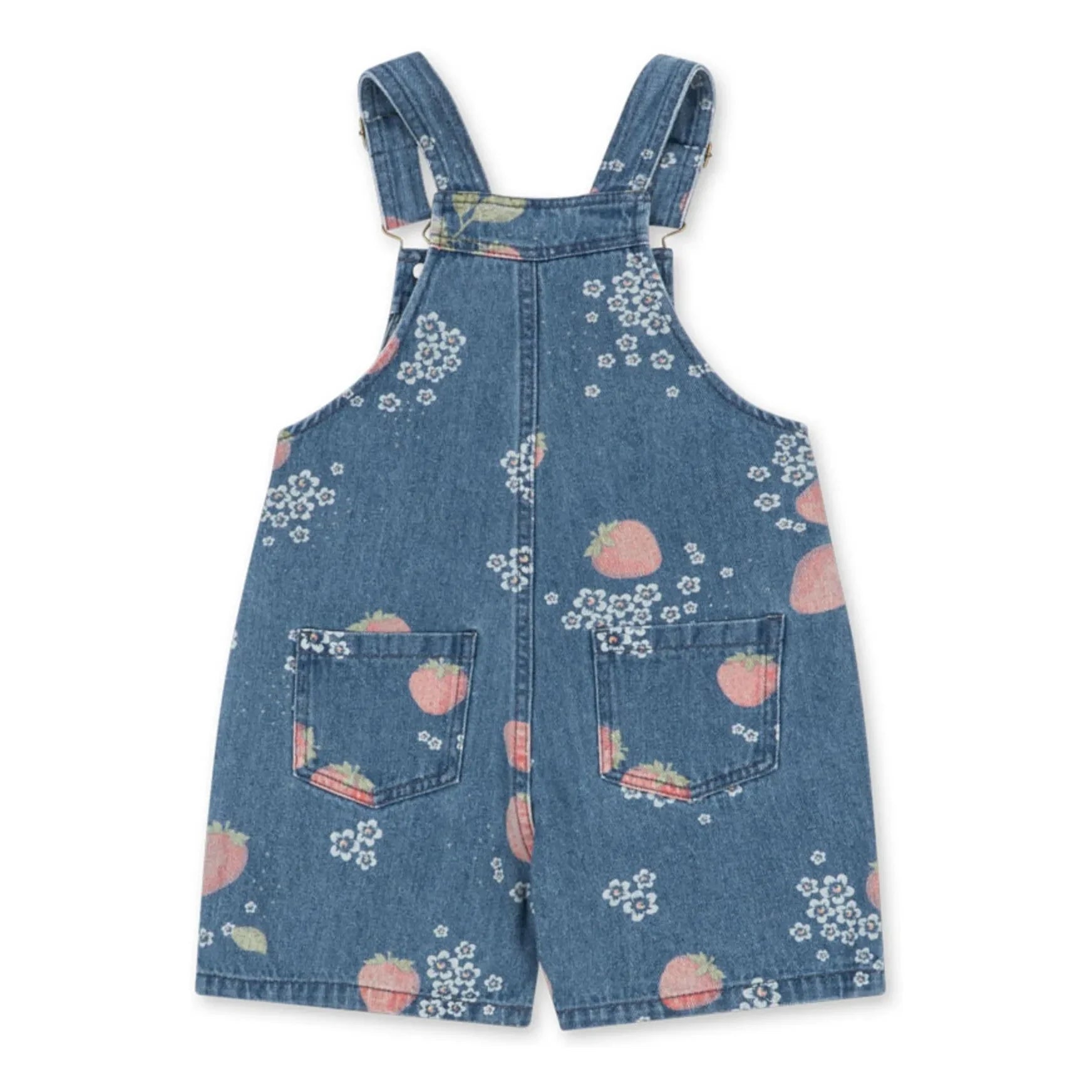 Konges Sløjd - Kurzer Latzrock Magot Denim Erdbeere Bio-Baumwolle | Blau