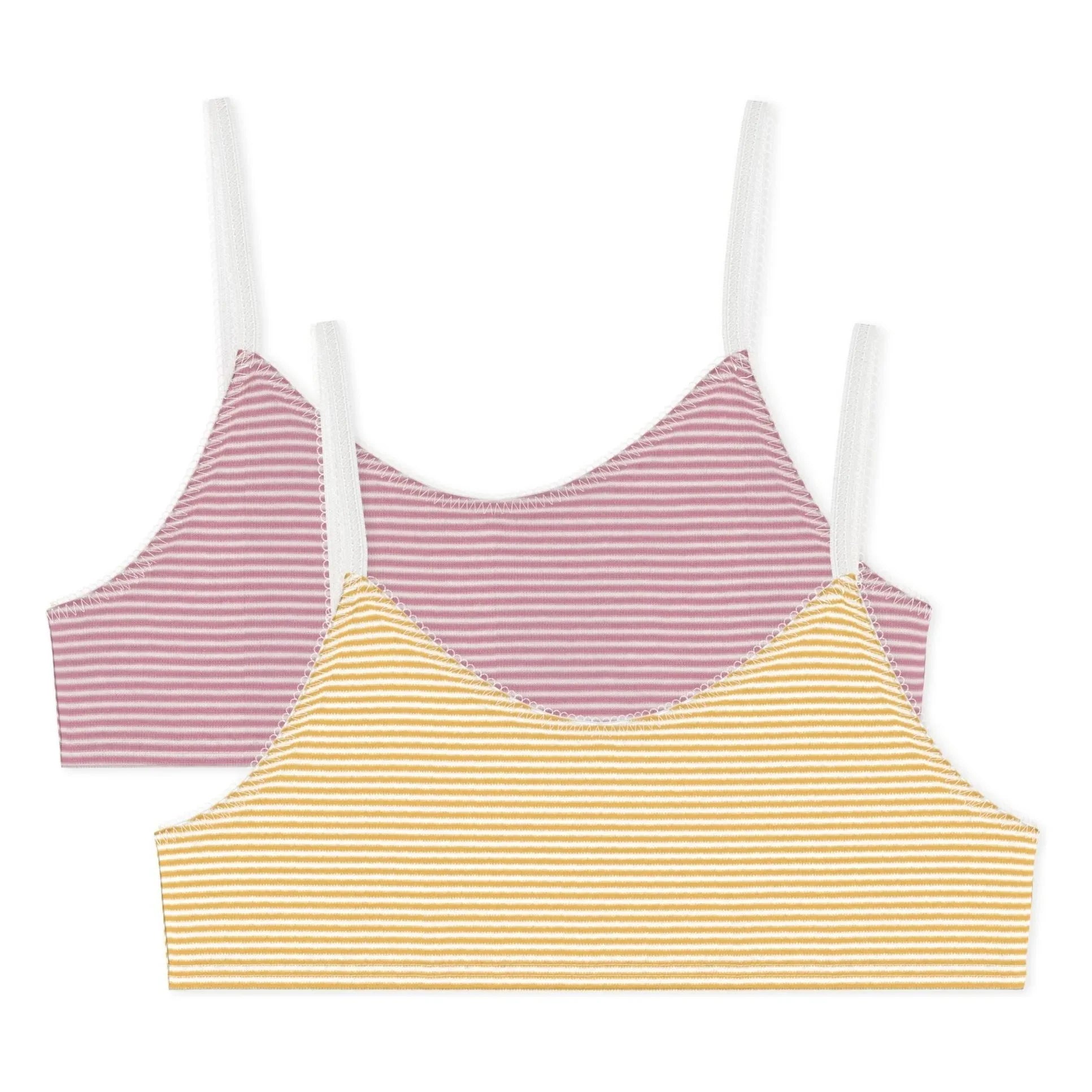 Petit Bateau - 2'li Çizgili Organik Pamuk Sütyen Seti | Sarı