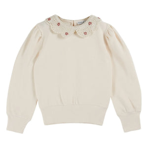 Emile et Ida - Claudine Yaka Sweatshirt Organik Pamuk | Krem